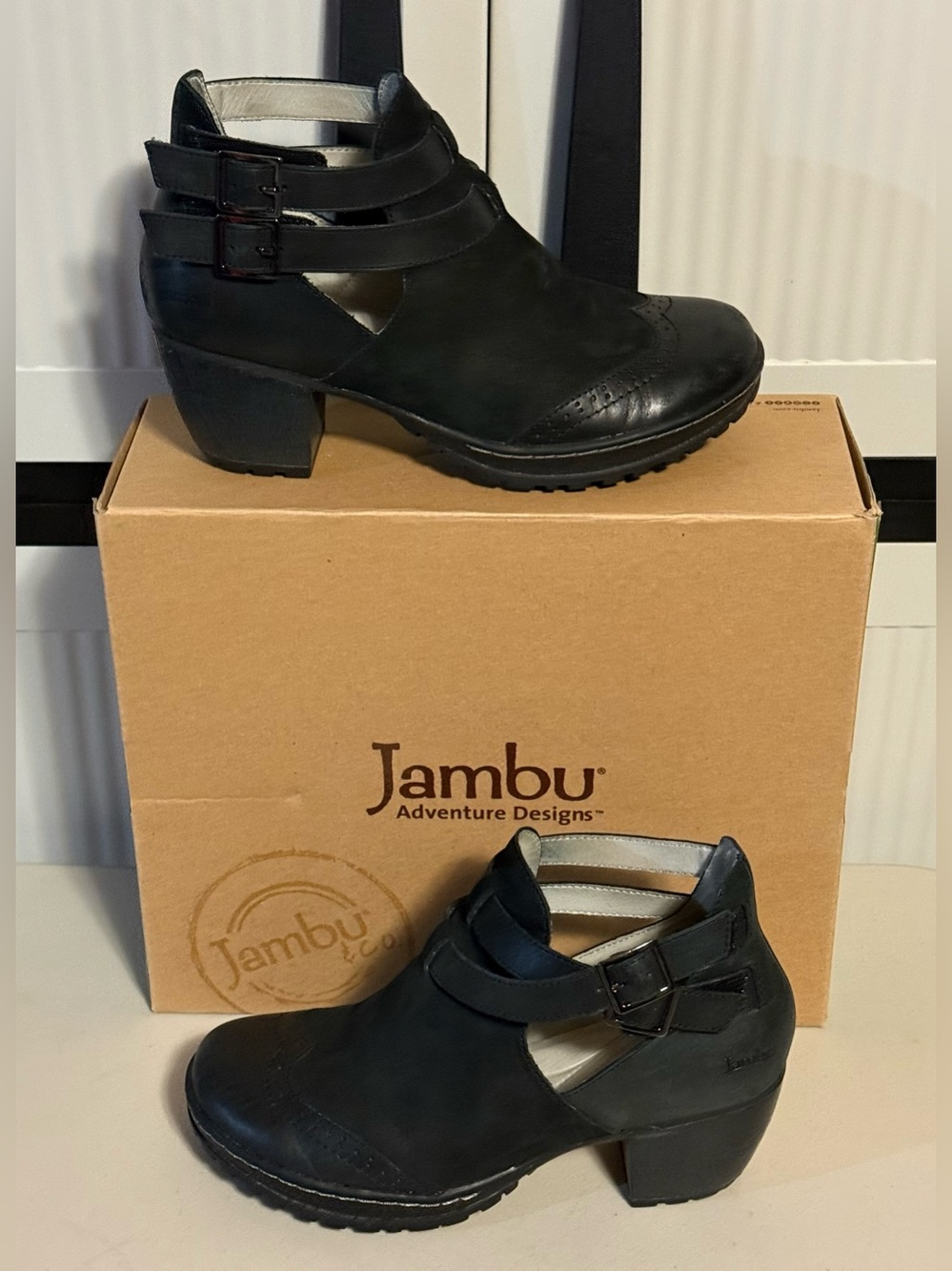 Jambu Bravo Black with Side Cutouts and Buckle Ankle Bootie Stylish!